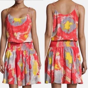 Halston Heritage Vibrant Abstract Strappy Silk Summer Dress
